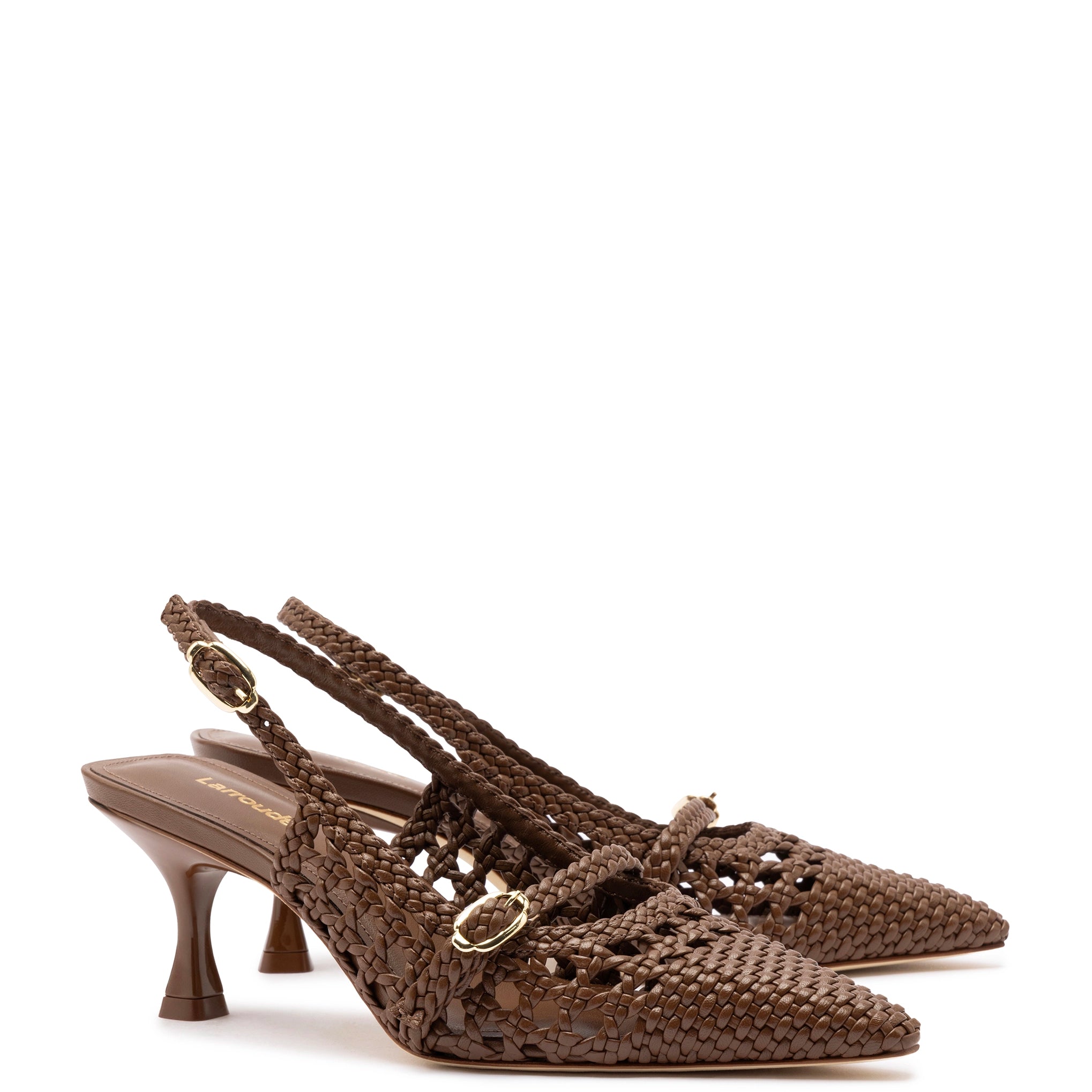 Ines Macrame Pump In Brunt Umber Leather