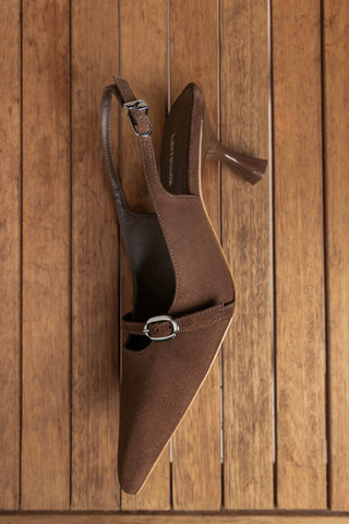 Ines Pump Burnt Umber Suede Pump Larroudé