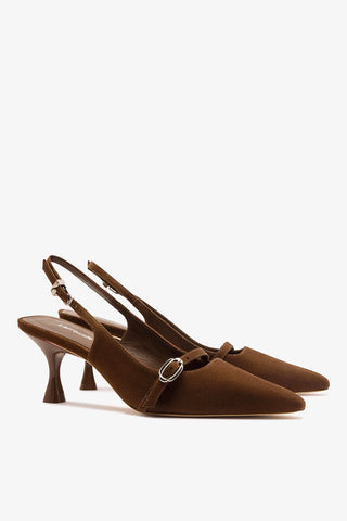 Ines Pump Burnt Umber Suede Pump Larroudé
