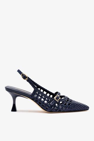 Ines Macrame Pump In Navy Leather