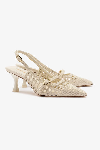 Ines Macrame Pump In Ivory Leather