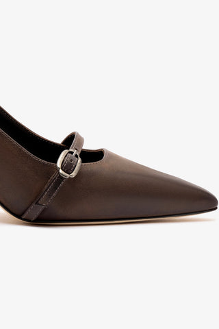 Ines Pump In Brown Shadow Leather