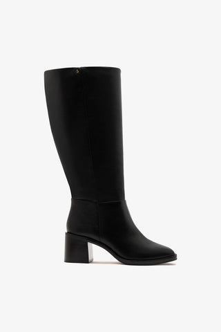 Ricky Wide Boot Black Leather Boot Larroudé