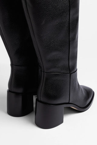 Ricky Wide Boot Black Leather Boot Larroudé