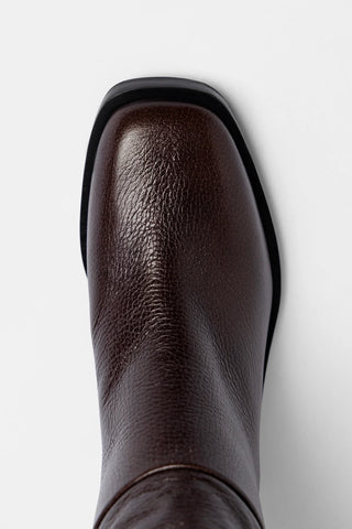 Ricky Wide Boot Brown Leather Boot Larroudé