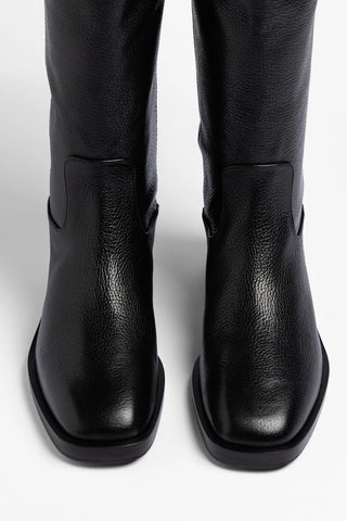 Anne Wide Black Leather Boot Larroudé