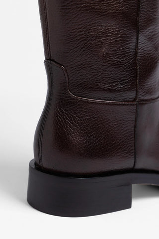 Anne Wide Brown Leather Boot Larroudé