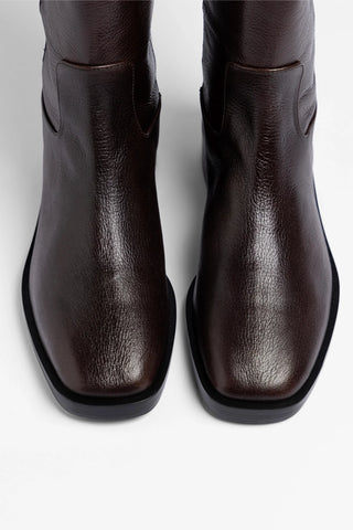 Anne Wide Brown Leather Boot Larroudé