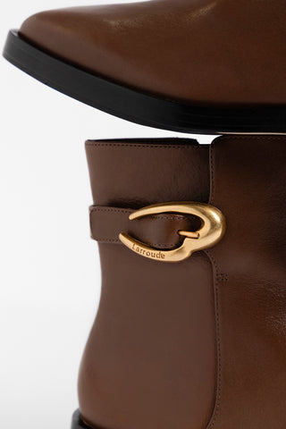 Anne Verona Low Boot Burnt Umber Leather Boot Larroudé