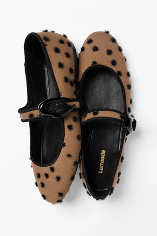 Verona Ballet Flat Cinnamon Polka Dots Fabric