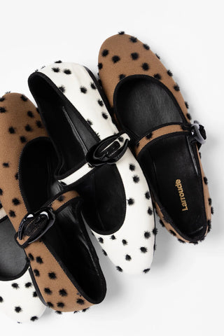 Verona Ballet Flat Cinnamon Polka Dots Fabric