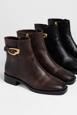 Anne Verona Low Boot Brown Leather Boot Larroudé