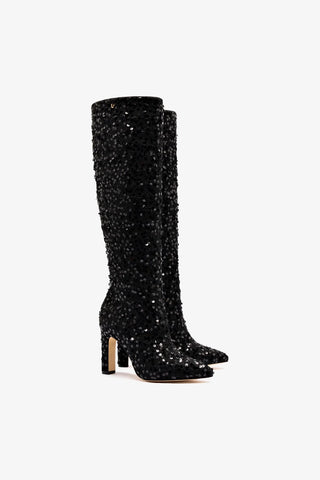 Cindy Hi Boot In Black Sequins