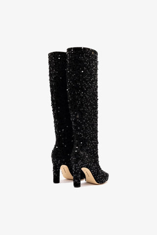 Cindy Hi Boot In Black Sequins