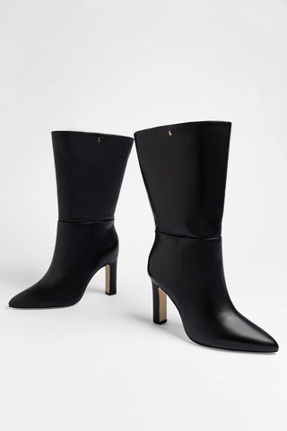 Cindy Wide Black Leather Boot Larroudé