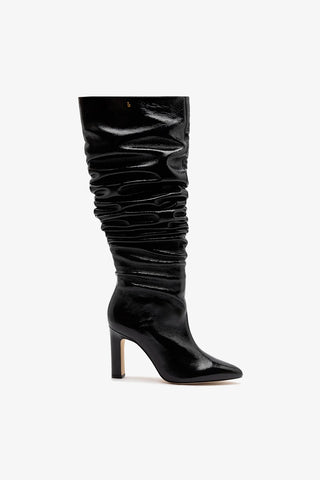 Cindy Slouch Boot Black Patent Leather Boot Larroudé