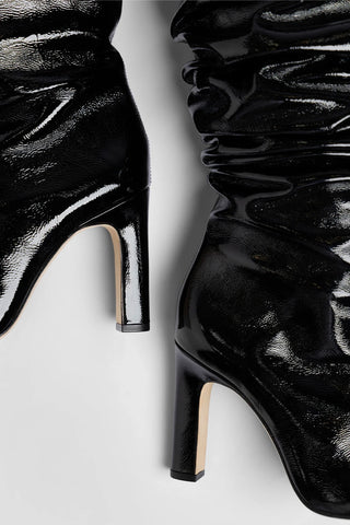Cindy Slouch Boot Black Patent Leather Boot Larroudé