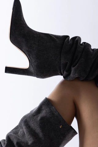 Cindy Slouch Boot Graphite Denim Boot Larroudé