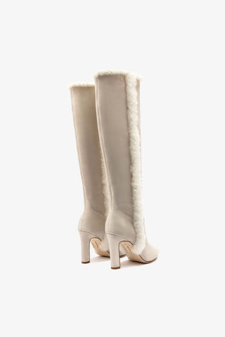 Cindy Hi Faux Fur Boot In Grey Mushroom Suede and Natural Shearling