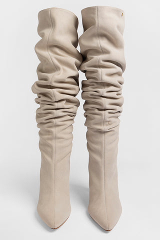 Cindy Slouch Boot Mushroom Gray Suede Boot Larroudé