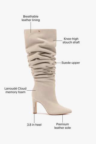 Cindy Slouch Boot Mushroom Gray Suede Boot Larroudé