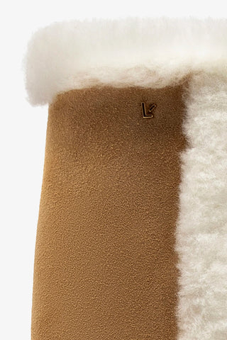 Cindy Hi Faux Fur Boot In Peanut Suede and Natural Shearling