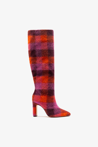 Cindy Hi Boot Plum Printed Felt