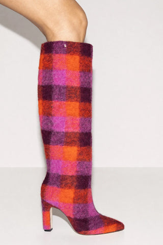 Cindy Hi Boot Plum Printed Felt