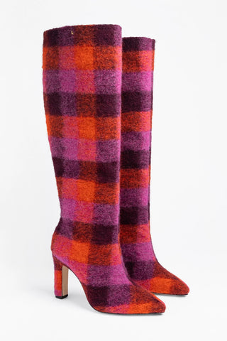 Cindy Hi Boot Plum Printed Felt