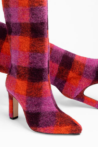 Cindy Hi Boot Plum Printed Felt