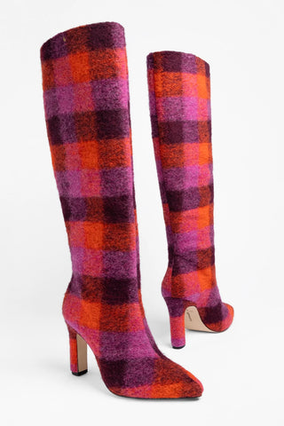 Cindy Hi Boot Plum Printed Felt