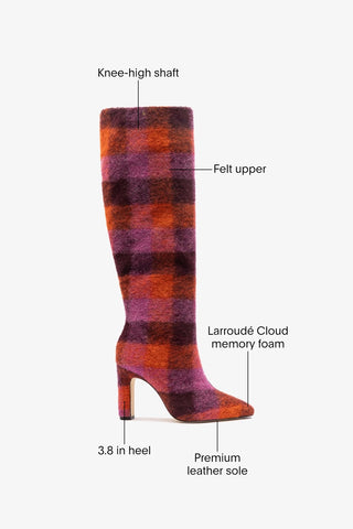 Cindy Hi Boot Plum Printed Felt