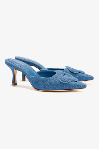 Flora Pump In Blue Stoned Denim