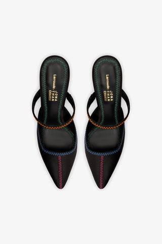 Larroudé x Jonathan Cohen Zig Zag Pump In Black Satin