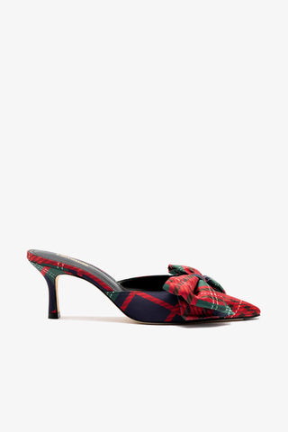 Mini Elle Pump In Red Tartan Satin