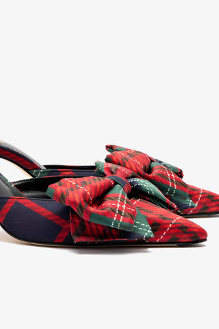 Mini Elle Pump In Red Tartan Satin