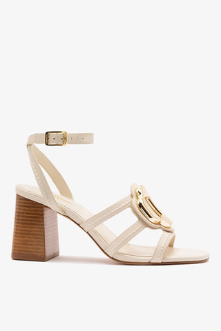 Margherita Block Sandal Ivory Leather Sandal Larroudé
