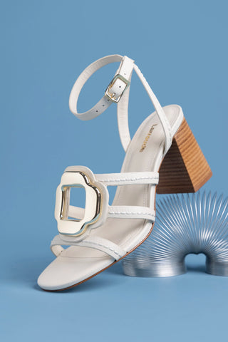 Margherita Block Sandal Ivory Leather Sandal Larroudé