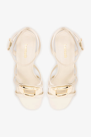Margherita Block Sandal Ivory Leather Sandal Larroudé