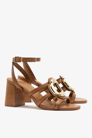 Margherita Block Sandal Caramel Leather Sandal Larroudé