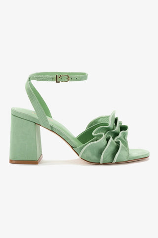 Selena Ruffle Sandal In Pistacchio Fabric