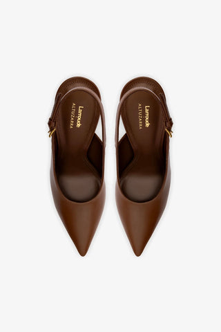 Larroudé x Altuzarra Pump In Burnt Umber Leather