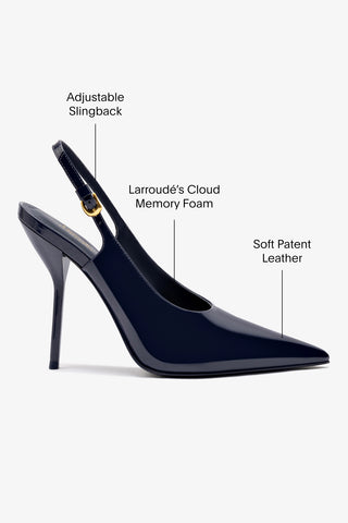 Larroude x Altuzarra Pump In Navy Patent Leather