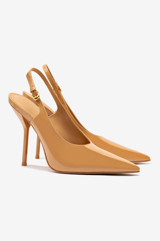 Larroude x Altuzarra Pump In Tan Patent Leather