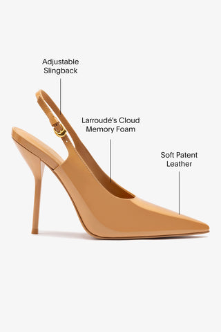 Larroude x Altuzarra Pump In Tan Patent Leather