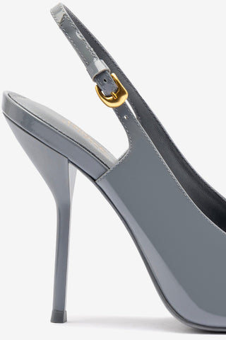 Larroude x Altuzarra Pump In Titanium Patent Leather