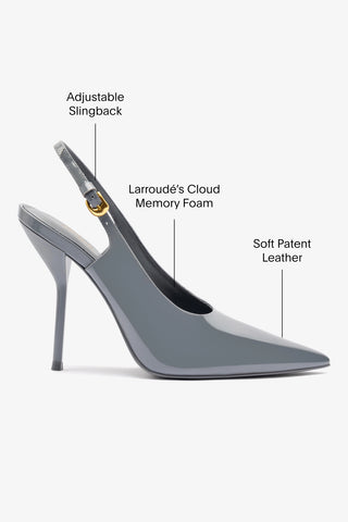 Larroude x Altuzarra Pump In Titanium Patent Leather