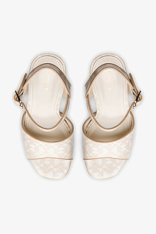 Vanessa Platform Sandal In Dual Printed Beige Saffiano Leather