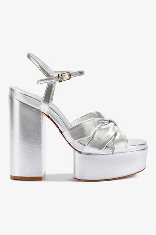 Vivienne Platform Sandal In Silver Metallic Leather