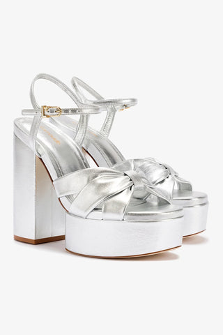 Vivienne Platform Sandal In Silver Metallic Leather